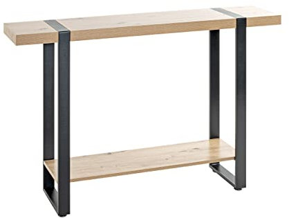 HAKU Möbel Konsole, Eiche, schwarz (Eiche hell), Metall, Spanplatte - Maße: B 120 x H 82 x T 30 cm, Style: Modern