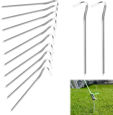 Zeltheringe 14 Pcs Bodenanker 18 cm Heringe Camping, Metall Zeltzubehör Heringe, Garten Heringe Nägel für Bergsteigen Angeln Abenteuer Picknick Zelt Stabilität