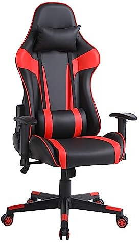 One Living Sedia da Gaming Massimo Comfort e Stile RAPTOR Schienale Reclinabile Altezza Regolabile con Braccioli Poggiatesta Supporto Lombare Poltrona Playstation (Nero/Rosso)