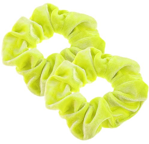 2 Stück Haargummi Scrunchie Samt Gelb Kratz Haargummis Velvet Großes Elastisches Band Kratz Pop Gelb Scrunchies Seide Set für Frauen Haarschmuck Neon Haargummis Gelb Mädchen Glitzer