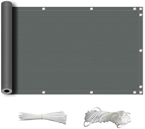 ZQXFZ Brise Vue Balcon Exterieur 50x1000cm 165g/㎡ imperméable Facile à Installer la Protection de la Vie privée Brise Vue occultant Jardin Brise Vue pour Balcon en Verre -Gris Foncé.