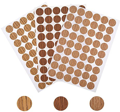 Schraubenlochaufkleber selbstklebend 162 Stück 3 Blatt, 21 mm mit Holzstruktur, hässliche Schraubenloch-Abdeckungsaufkleber für Schraubkappen, Holz, Kleiderschrank, Möbel, Schrank(Eiche-tief)