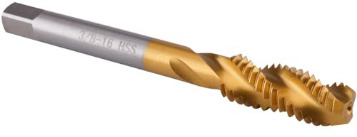 Burkit 3/8-16 UNC Spiralnuten-Gewindebohrer, HSS Titanbeschichtete Spiralnut-Steckgewindebohrer 3/8 x 16 UNC