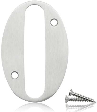Bwintech 1 Pcs 75mm Satin Nickel SS304 House Numbers Door number 0, House Signs for outside, House Numbers Plaques for Front Wooden Door