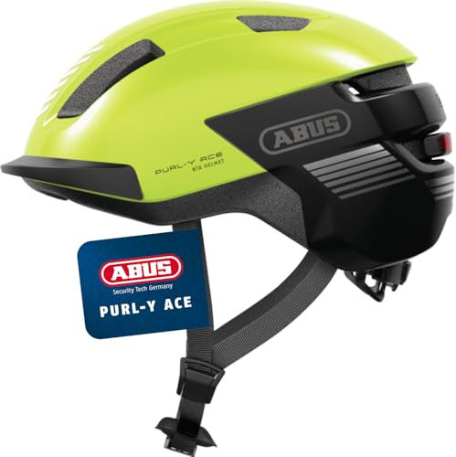 ABUS Fahrradhelm Purl-Y ACE mit LED-Licht – geeignet Fahrten auf E-Bike und S-Pedelec – Trendiger NTA-Schutzhelm für Erwachsene und Jugendliche – Gelb, Größe S