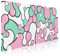 aportt Pink Green Mouse Pad Anime Cool Geometric Japanese Extended Desk Mat 90X40 CM Non-Slip Rubber Base Stitched Edge Large XXL Mousepad for Gaming Laptop Computer Desktop 35.4×15.7 Inch