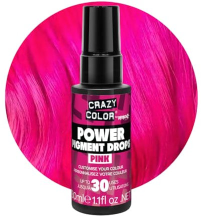 Crazy Color Pink Power Pigments 30 utilisations | Pigments ultra concentrés, toner personnalisé et teinture semi-permanente de la maison | Formule végétalienne | Sans javel ni ammoniaque | 30 ml
