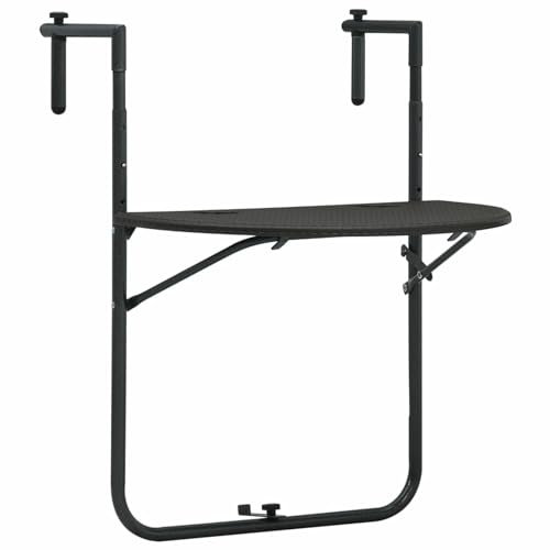 Homgoday Balkonhängetisch braun 60x64x83,5cm Kunststoff Rattanoptik