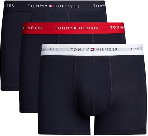 Tommy Hilfiger Uomo Pantaloncini Boxer Confezione da 3 con Fascia con Logo, Multicolore (Primary Red/White/Desert Sky), M