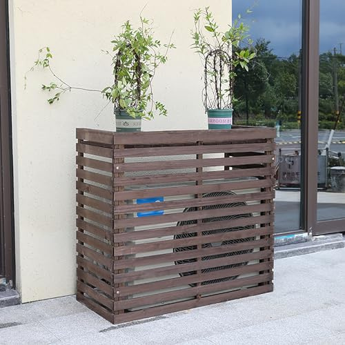 LJFDXD Air Conditioner Fence, Air Conditioner Cover Privacy Screens Shell Blinds, Decorative Wooden Flower Stand, Air Conditioning Rack Frame Decorative Radiator Cover (Color : Brown, Size : 120x60x