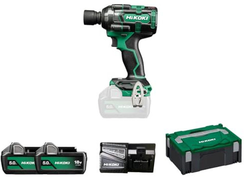 Avvitatore a Impulsi Hikoki 18V, 345Nm, Brushless, attacco quadro 1/2 IP56, 2 x 5.0Ah, Caricabatterie UC18YFSL, Valigetta Stackable.