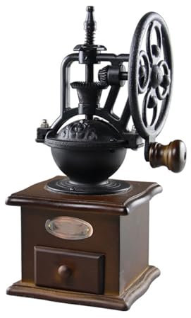 Macinacaffè Manuale, Macinacaffè in Legno Rullo Macinacaffè Manuale, Macinacaffè Antico con Manovella in Ghisa per Preparare il Caffè a Rete, Macinacaffè Antico, con Impostazioni di Macinatura e Fermo