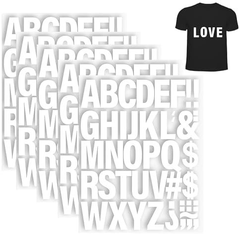 5 fogli lettere termoadesive lettere e numeri per tessuto numeri termoadesivi per maglie da calcio lettere termoadesive lavabili per abbigliamento magliette fai da te artigianato decorazione (bianco)
