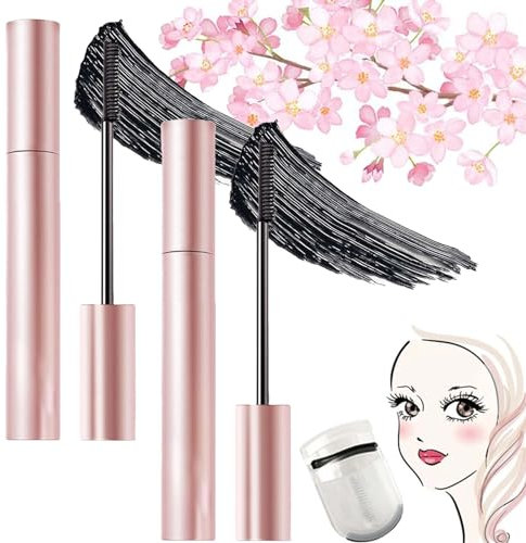 Onlymay Mascara, Onlymay Waterproof Mascara, 3D Curling Eyelash Iron Mascara, Long-Lasting Waterproof & Smudge-Proof, Embrace the Allure of Long, Thick Lashes (2*Black)