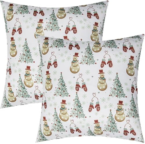 2 Stück Weihnachtskissen Kissenbezüge 45x45 Cm, Karierter Kissenbezuge Kissenhülle Cushion Kissenhülle Deko, Weihnachten Dekokissen Für Innen, Zuhause, Büro, Couch, Schlafzimmer, Auto (Schneemann)