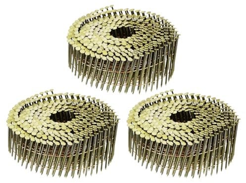 uxcell 1200 Count Siding Nails 2 x 0.083 15-Degree Ring Shank Full Round Head Collated Wire Coil for Lath and Sheathing Materials