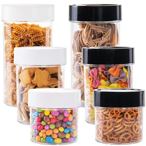 KONZEPT Vorratsdosen mit Deckel luftdicht, 6er Set Vorratsbehälter 1800 ml, Schüttdosen, ideal für Müsli, Mehl und Cornflakes Aufbewahrung, Schraubverschluss in Schwarz