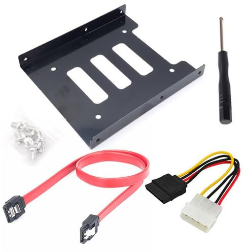2,5-Zoll-auf-3,5-Zoll Festplatten Adapter,Festplatte Montage-Kit,Festplatten Einbaurahmen,Adapter Festplatten Einbau Rahmen,Wechselrahmen Halterung,Schrauben SATA Kabel Stromadapter & Schraubendreher