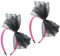 FSSTUD 2 Stück Neon Spitze Schleife Stirnband Große Vintage Bowknot Haarbänder 1980er Jahre Cosplay Haarreifen Halloween Party Stirnband für Weihnachten Geburtstag Hot Pink und Schwarz