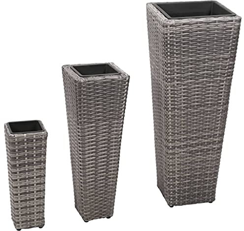 LXYZWRW Furniture Select-Garden Hochbeete, Polyrattan, grau, 3 Stück