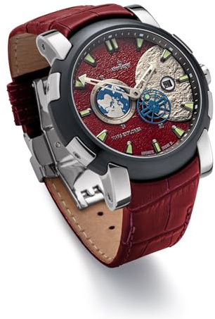 Kronsegler Mars Explorer - Herren Automatikuhr Stahl Schwarz Rot mit Saphirglas