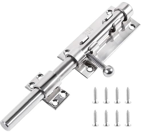 Schieberiegel, 304 Türriegel aus Edelstahl, Bolzenriegel Riegel Tür mit 8 Schrauben, 200 mm lang, Gartentor Schloss, Schiebeschloss Türriegel Edelstahl für Haus Hof Zaun