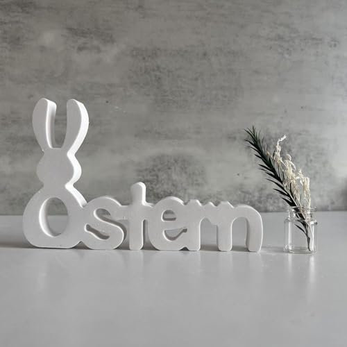 ZIRYXQ Osterhasen-Buchstaben-Dekoration, Oster-Silikonform, Silikonform Alphabet, Osterhasen-Ornament, Gussform Frohe Ostern, Zement-Gipsform, Silikonform, Kaninchen-Gips zum Gießen