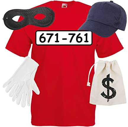 Alsino Panzerknacker T-Shirt Set 100% Baumwolle Banditen Kostüm Unisex - für Karneval und Fasching