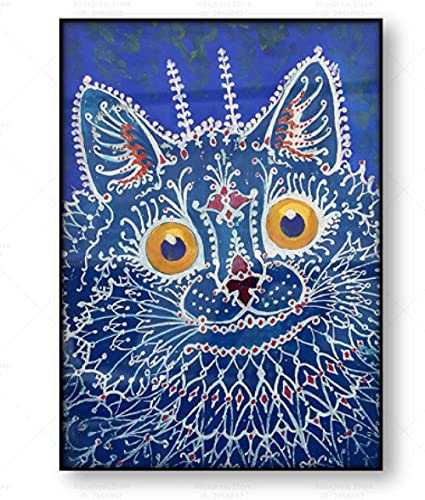 Puzzle 2000 Teile Vintage Katze Louis Wain Outsider Art Naive Art Brut Gothic Blue Cat PaperErwachsene Spielzeug Dekompressionsspiel70x100cm