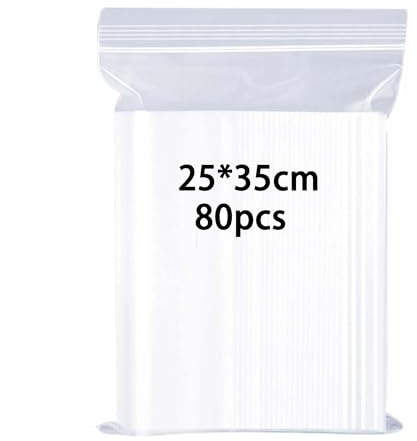 huruirui 25X35cm Resealable Plastic Bags Grip Seal Bags Large Sealable Plastic Bag Suitable for Kitchen Storage Clothing Travel Storages Packaging Sealed Storage Pouches 80pcs