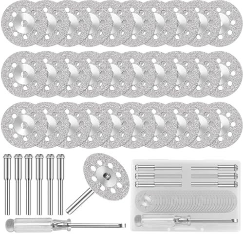 30 Stück 22mm dremel trennscheibe metal für dremel Rotationswerkzeug Zubehör, Mini Kreissägeblatt Diamant Schleifscheibe mit 6 Stück 3 mm Dorn für Rotationswerkzeug, Stein Glas Fliese Holz