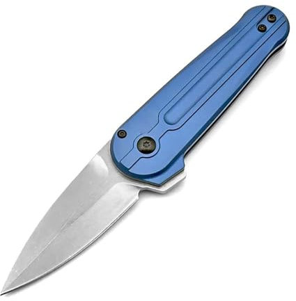 Couteau pliant 6,8 - Mini couteau de poche bleu en aluminium et acier S90V - Couteau d'extérieur edc - Petit couteau de chasse tranchant - Couteau à une main tranchant - En aluminium - Multitool