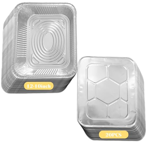 Tel Charme * 20 Pcs 3500ml Large Aluminum Foil Trays with Lids 32x26x7cm, Heavy Duty Deep Baking Pans for Cooking, Meal Prep, BBQ, Parties & Food Storage – Durable Foil Containers