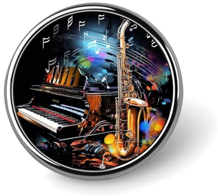 1 Zoll Button Badges Saxophon und Klavier Brust Pins Aluminiumlegierung für Mantel Rucksack