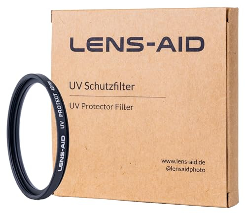 Lens-Aid filtro UV 49 mm filtro obiettivo vetro Schott B270 | Nanorivestimento 18x, montatura in alluminio, doppia filettatura, custodia