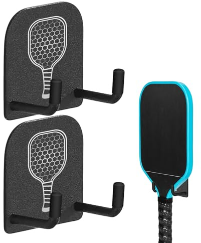 Zegaqae Soporte para Palas de Pádel Pickleball - Expositor de Pared para Palas de Pickleball - 2 Piezas Ganchos Utilitarios Sin Taladro Organizador para Gimnasio Hogar Garaje Dormitorio