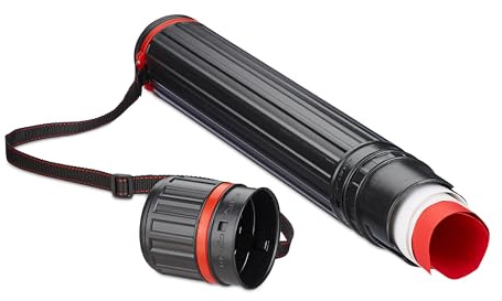 Relaxdays Posterrolle ausziehbar, 77,5—135cm, Ø 10,5 cm, Transport Poster, Plakate, Zeichenrolle bis DIN A0, rot/schwarz