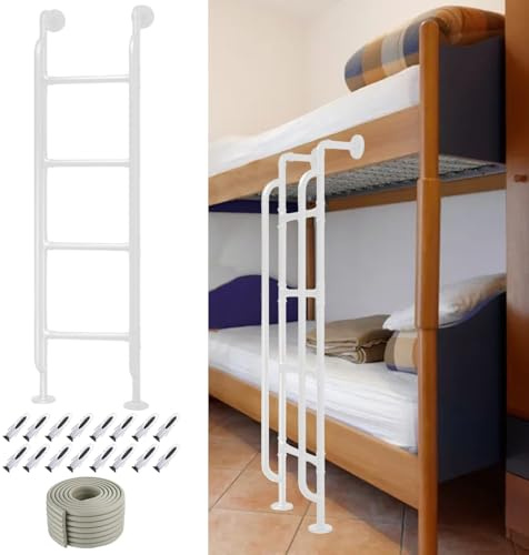 GAOzhenq Ladder For Bunk Bed/Window/Well/Attic/Basement, Loft Stairs with Hand Rails & 4m Self-Adhesive Foam Rung Padding, Iron Pipe Egress Escape Ladders (Color : White, Size : 7.5ft/229cm/90inch H