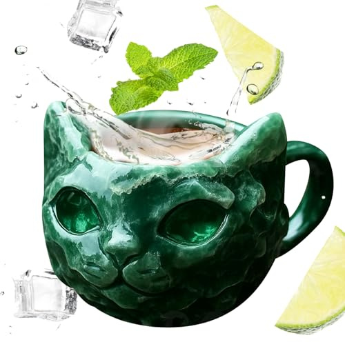 JINGLING Tazas de cristal mineral para café, vaso en forma de gato, para escritorio, decoración, taza de desayuno, para zumo, cerveza, leche, comedor, cocina, oficina, profesores, estudiantes