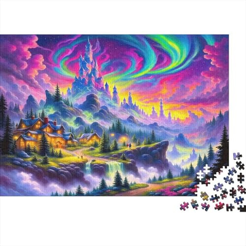 Jungle 1000 Teile Karton-Puzzle Senioren Erwachsene Burg unter Polarlichtern Mentale Förderung Stressabbau Umweltfreundlich Hochwertig Wohndekoration Freizeit 38x26cm/1000Teile