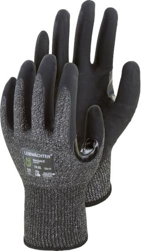 Leibwächter Basalt Arbeitshandschuhe 12er Pack Nitril latexfrei Gr. 8 | Sicherheitshandschuhe Nylon-Elasthan, Touch-Funktion, ölbeständig, EN 388 Cat. II, Montage & Industrie, 15 Gauge
