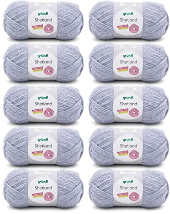 Gründl Wolle Shetland - Winterwolle - 10 Knäuel 100 g, Jeans Melange | Dicke Wolle zum Häkeln und Stricken Weich und wärmend - 80 % Polyacryl, 20 % Wolle - 100 g / 170 m - Nadelstärke 7-8