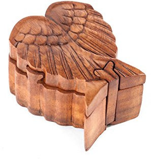Windalf Glücks Geschenk Schmuckdose Kila 11 cm Engelsflügel Geschenkbox Handarbeit aus Holz