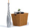 Leewadee Große Deko Bodenvase Für Dekozweige, Hohe Standvase Für Pampasgras, Design Holzvase, 70 cm, Silber