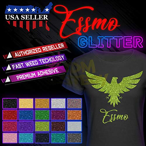 ESSMO Yellow Gold Glitter Heat Transfer Vinyl HTV Sheet T-Shirt 20 Wide Iron On Heat Press 20x12