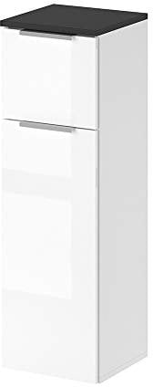 Vicco Midischrank Otis, Badmöbel, Weiß Hochglanz/Anthrazit, 30 x 95 cm