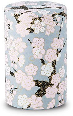 【NOREN】 Japanische Washi Teedose für Losen Tee 100g ( Umesakura - Grau ) / Mit Luftdichtem, Feuchtigkeitsbeständigem, Innenverschluss