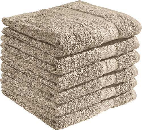 REDBEST Handtuchset, Frottierset 6er-Pack Chicago Taupe Größe 50x80 cm - saugstark, strapazierfähig, ideal für Reisen, Sport (weitere Farben)