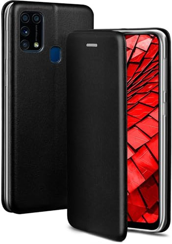 ONEFLOW Business Case für Samsung Galaxy M31 Handyhülle klappbar mit Standfunktion, Klapphülle Flipcase Cover Dünn, PU Leder Hülle mit Kartenfach, 360 Grad Schutzhülle, Schwarz