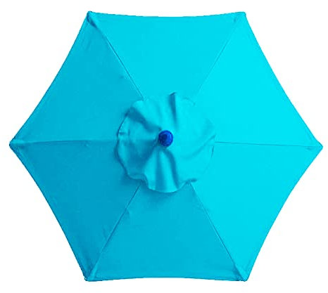 HYLYING Auvent de rechange de parasol de terrasse de 3 m, haut de rechange pour parasol d'extérieur avec 6 baleines pour parasol de terrasse extérieur, parasol de terrasse, auvent uniquement,bleu paon
